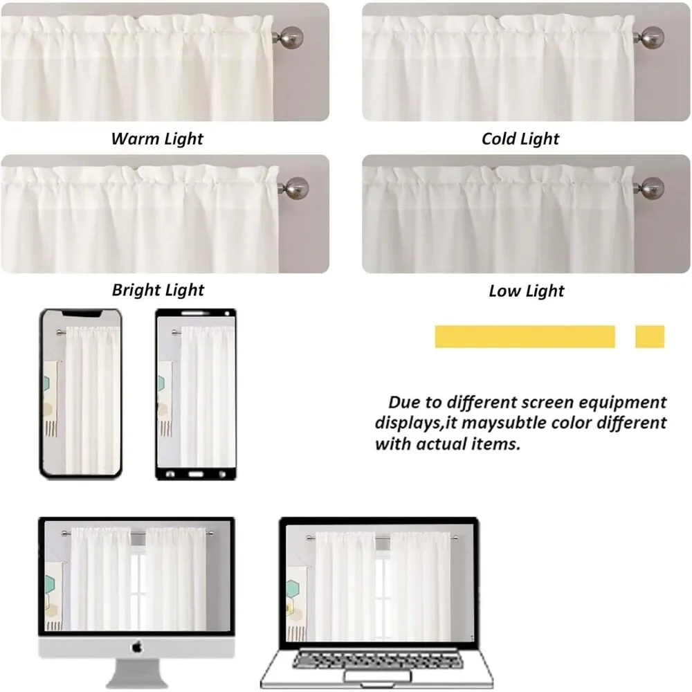 Set of 2 Curtain Panels, 40Wx90L Inches, Light Filtering Textured (Cream Ivory)